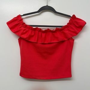 Pink off shoulder crop top